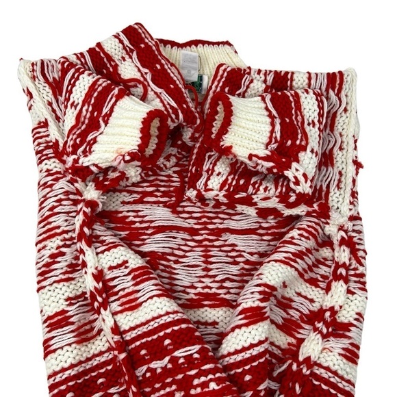 Y2K Ricki Snowflake Hand Knit Crew Neck Sweater Size M NWT Red Cream Chunky Knit - Picture 10 of 13